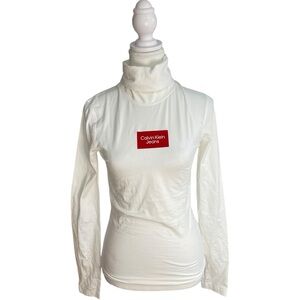 Calvin Klein Jeans Logo Turtleneck White